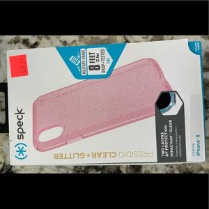 Speck Clear & Glitter Pink iPhone X Case